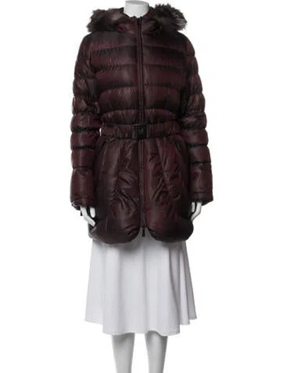 Pre-owned Dawn Levy Down Coat In Burgundy