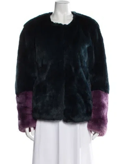 Pre-owned Dawn Levy Fur Faux Fur Jacket In Blue
