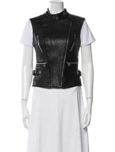Pre-owned Dawn Levy Leather Biker Jacket In Black
