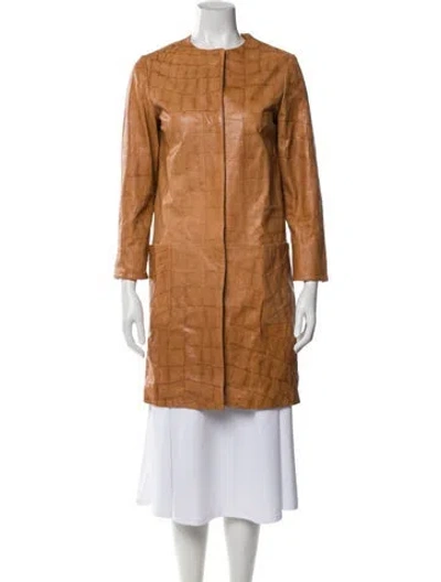 Pre-owned Dawn Levy Leather Coat In Multi