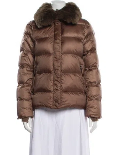 Pre-owned Dawn Levy Nylon Down Jacket In Brown