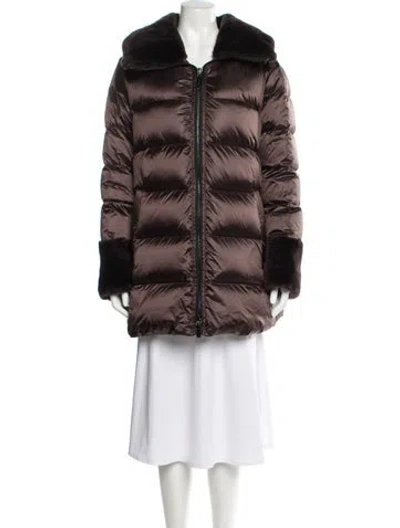 Pre-owned Dawn Levy Nylon Down Jacket In Brown