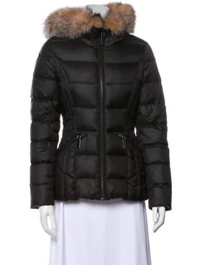 Pre-owned Dawn Levy Nylon Faux Fur Jacket In Black