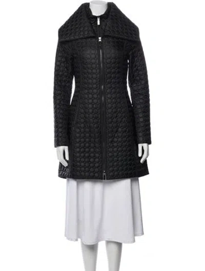 Pre-owned Dawn Levy Polka Dot Print Coat In Black