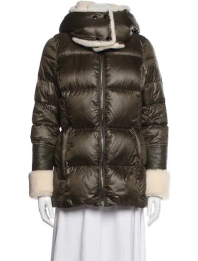 Pre-owned Dawn Levy Shearling Down Jacket In Green
