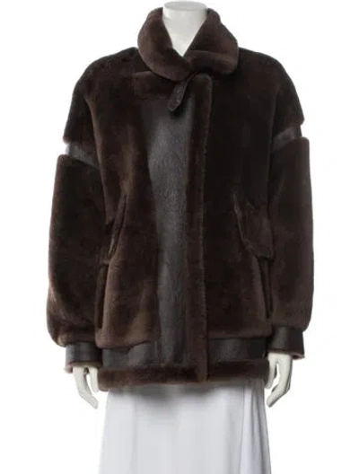 Pre-owned Dawn Levy Shearling Fur Jacket In Brown