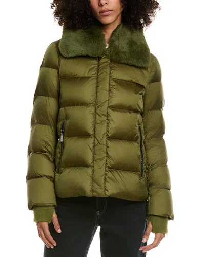 Dawn Levy Vera Down Fur Trim Jacket In Green
