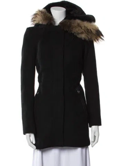 Pre-owned Dawn Levy Wool Coat In Black