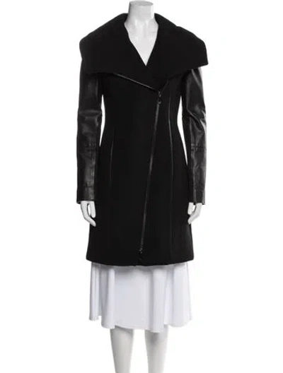 Pre-owned Dawn Levy Wool Coat In Black