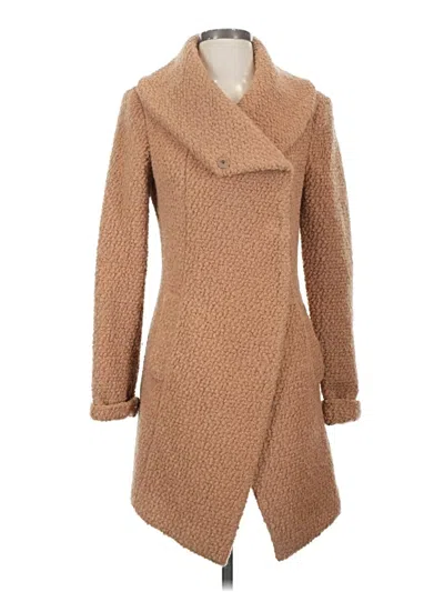 Pre-owned Dawn Levy Wool Coat In Tan