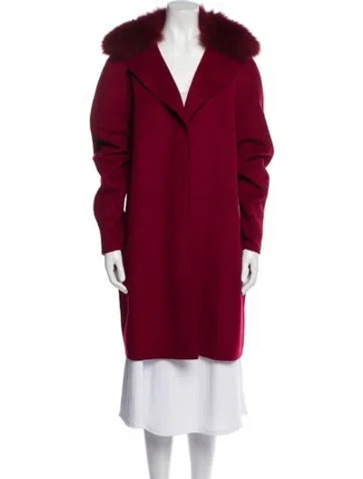 Pre-owned Dawn Levy Wool Fur Coat In Red