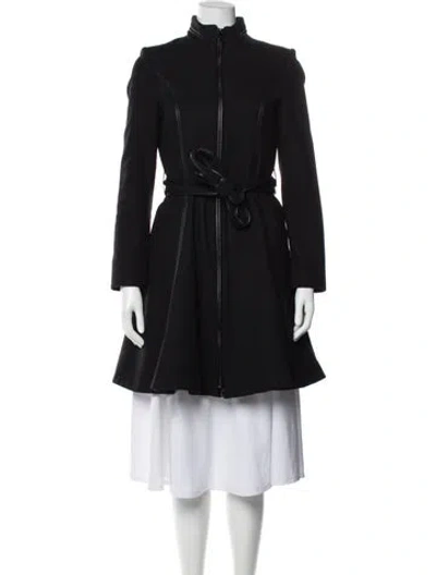 Pre-owned Dawn Levy Wool Trench Coat In Black