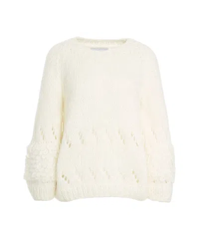 Dawn X Dare Intricate Knit Oversized Flora Sweater In White