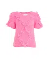 Dawn X Dare Short-sleeve Ruffled Knit Sweater With Diamond Detailing In Pink