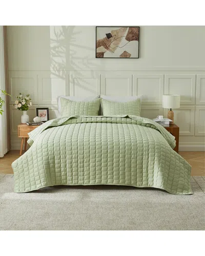 Dawson Collections Dawson Collection Dawson Textured Quilt & Sham Set In Green