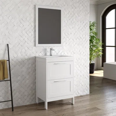 Dax Lakeside 24'' Wall Mounted Single Bathroom Vanity Base Only In White