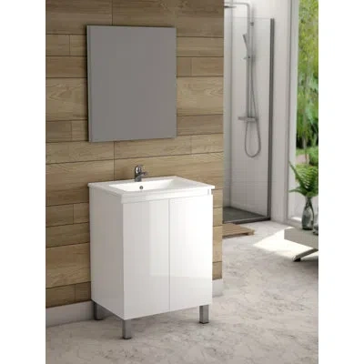 Dax Sunset 24'' Wall Mounted Single Bathroom Vanity Base Only In Glossy White