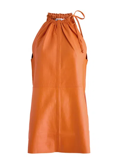 Day Birger Et Mikkelsen Amice Sleeveless Leather Top In Orange