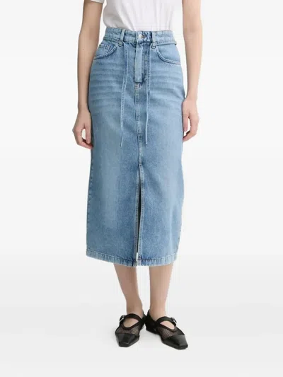 Day Birger Et Mikkelsen Ben Drawstring Denim Midi Skirt In Blue