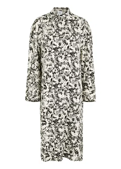 Day Birger Et Mikkelsen Bianca Printed Matte Satin Midi Dress In White And Black