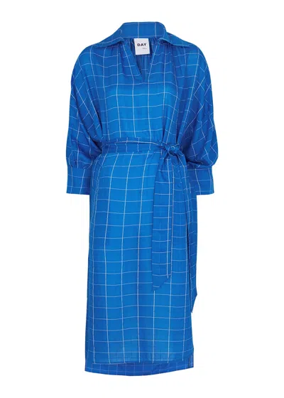 Day Birger Et Mikkelsen Colette Blue Checked Woven Midi Dress
