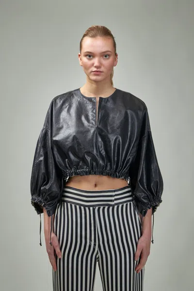 Day Birger Et Mikkelsen Dorothy Fine Polished Leather Shirt In Black
