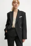 Day Birger Et Mikkelsen Double-breasted Frayed-edge Blazer In Black