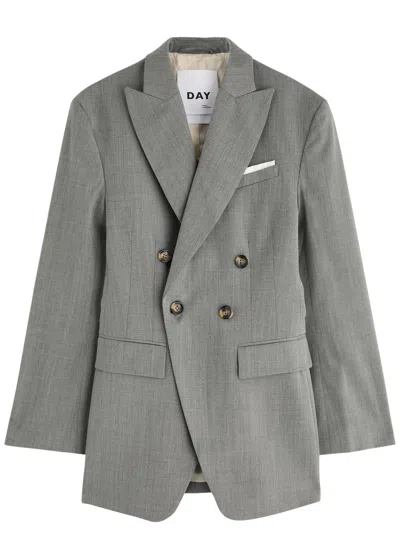Day Birger Et Mikkelsen Elenora Double-breasted Woven Blazer In Grey