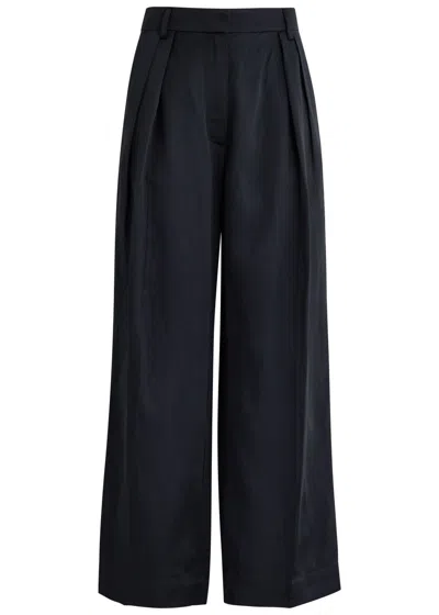 Day Birger Et Mikkelsen Enzo Tapered-leg Satin Trousers In Black
