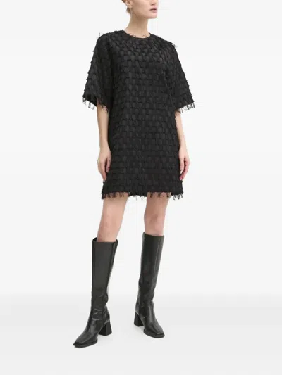 Day Birger Et Mikkelsen Fringe-detail Short-sleeve Dress In Black