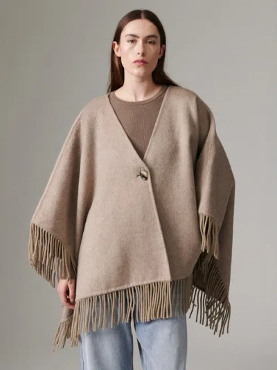 Day Birger Et Mikkelsen Fringed Open Front Poncho In Brown