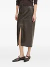 Day Birger Et Mikkelsen Front-slit Leather Midi Skirt In Brown
