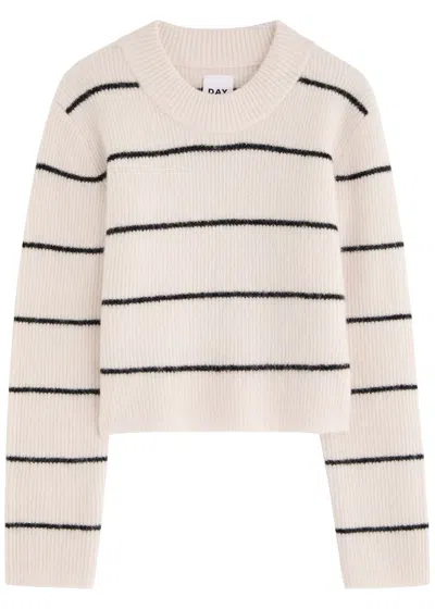 Day Birger Et Mikkelsen Gaby Striped Brushed-knit Jumper In Off White