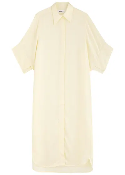 Day Birger Et Mikkelsen Genevieve Satin Midi Shirt Dress In Off White