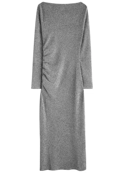Day Birger Et Mikkelsen Halsey Ruched Metallic Lamé Maxi Dress In Black