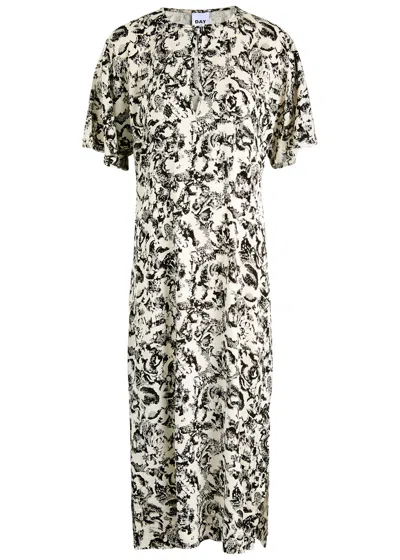 Day Birger Et Mikkelsen Hazel Printed Jersey Midi Dress In Black And White