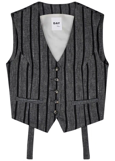 Day Birger Et Mikkelsen Helen Striped Cotton-blend Waistcoat In Black