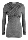 Day Birger Et Mikkelsen Kira Wrap-effect Cotton-blend Top In Charcoal