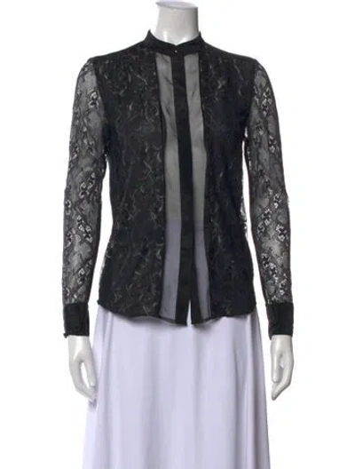 Pre-owned Day Birger Et Mikkelsen Lace Pattern Long Sleeve Blouse In Black