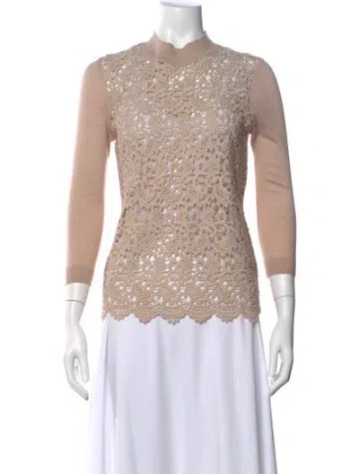 Pre-owned Day Birger Et Mikkelsen Lace Pattern Mock Neck Sweater In Neutral