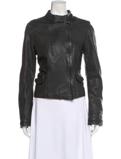 Pre-owned Day Birger Et Mikkelsen Lamb Leather Biker Jacket In Gray