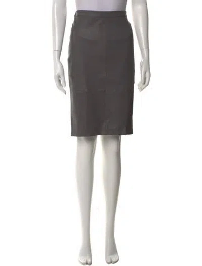 Pre-owned Day Birger Et Mikkelsen Lamb Leather Midi Length Skirt In Gray