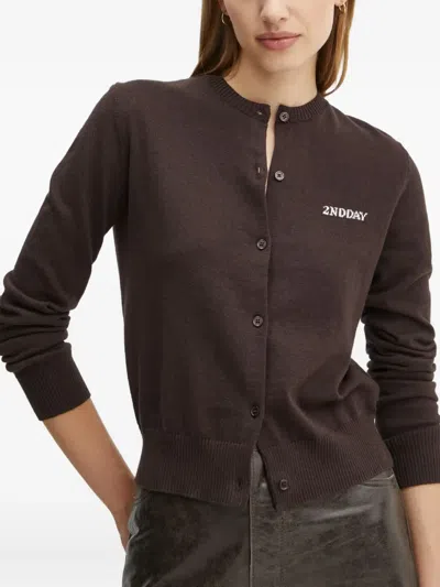 Day Birger Et Mikkelsen Logo-intarsia Cardigan In Brown
