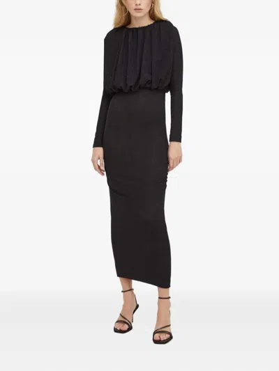 Day Birger Et Mikkelsen Long-sleeved Gathered Maxi Dress In Black