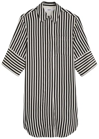 Day Birger Et Mikkelsen Noe Striped Satin Midi Shirt Dress In Black