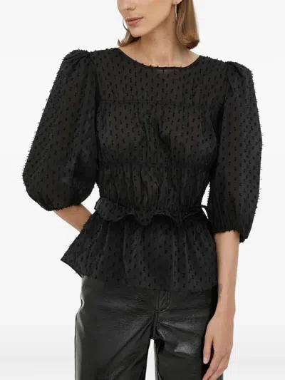 Day Birger Et Mikkelsen Open Back Peplum Top In Black
