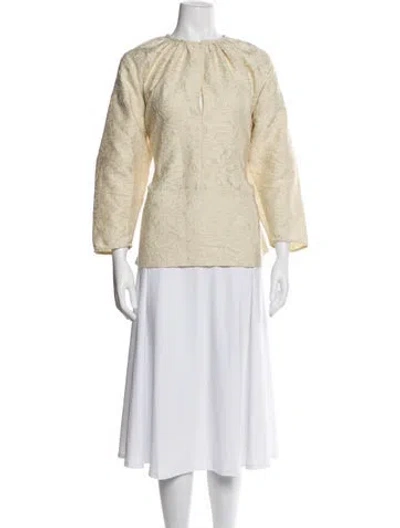 Pre-owned Day Birger Et Mikkelsen Patterned Crew Neck Blouse In Neutral