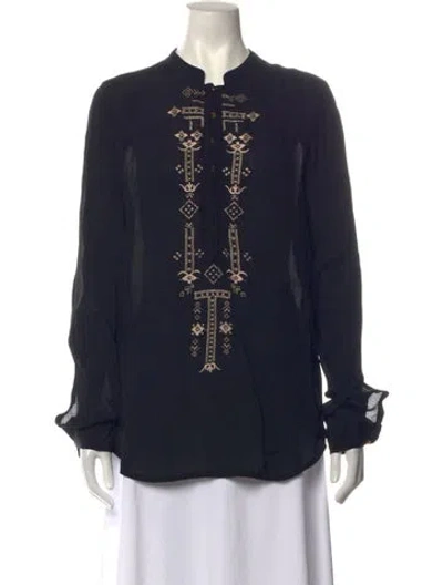 Pre-owned Day Birger Et Mikkelsen Printed Long Sleeve Blouse In Black