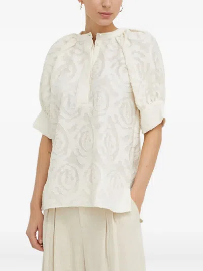 Day Birger Et Mikkelsen Puff-sleeve Buttoned Top In Neutral