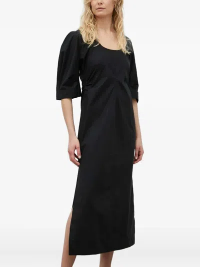 Day Birger Et Mikkelsen Puff-sleeve Midi Dress In Black